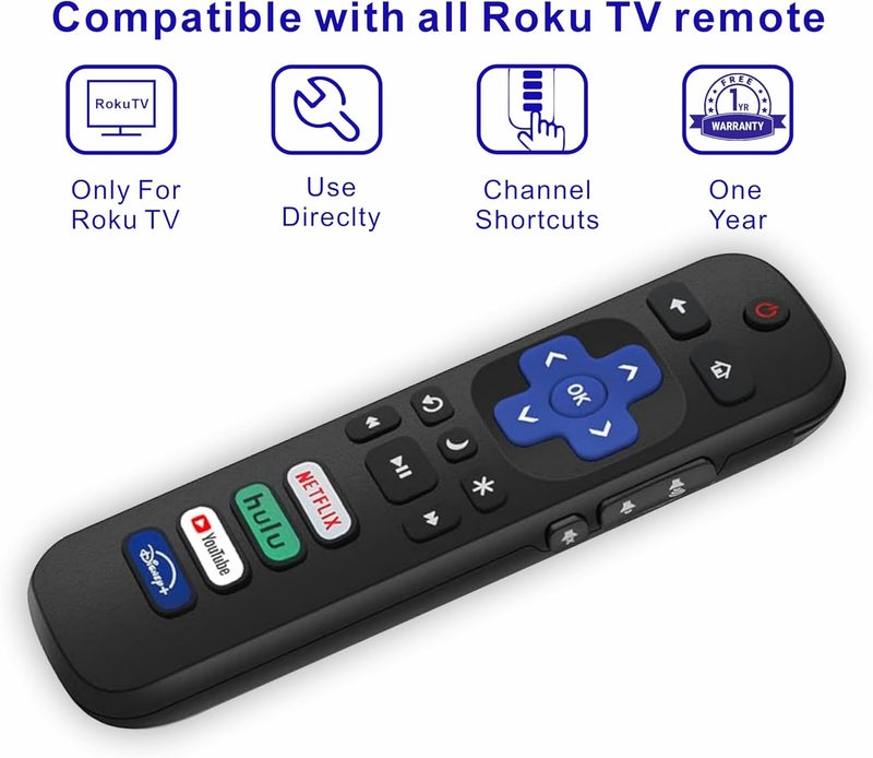 B BraiNice (Pack of 2) Compatible with Roku TV Remote Control Replacement, TCL Roku, Hisense, Sharp, Onn Roko, Element, RCA Roko Smart TV Series (No Voice, Not for Ruku-Stick/Box). 1 Year Warranty. - Image 3